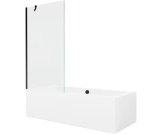 Vonia Mexen Cube su apdaila ir stiklo sienele, 180x80 cm + 90 cm, Baltas+Juodas/Transparent