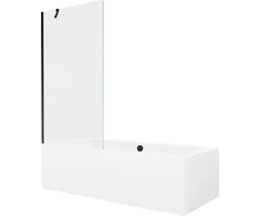 Vonia Mexen Cube su apdaila ir stiklo sienele, 170x80 cm + 90 cm, Baltas+Juodas/Transparent