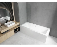 Vonia Mexen Cube su apdaila ir stiklo sienele, 170x80 cm + 75 cm, baltas+I/swing/chrome