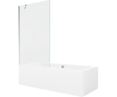 Vonia Mexen Cube su apdaila ir stiklo sienele, 180x80 cm + 100 cm, Baltas+Chrome/Transparent