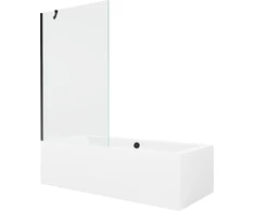 Vonia Mexen Cube su apdaila ir stiklo sienele, 170x80 cm + 100 cm, Baltas+Juodas/Transparent