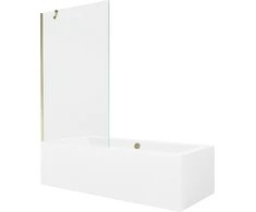 Vonia Mexen Cube su apdaila ir stiklo sienele, 170x80 cm + 100 cm, Baltas+Gold/Transparent