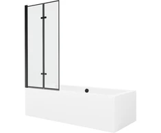 Vonia Mexen Cube su apdaila ir stiklo sienele, 180x80 cm + 80 cm (II), Baltas+Juodas frame