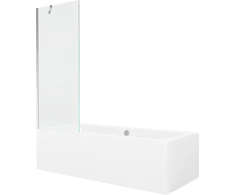 Vonia Mexen Cube su apdaila ir stiklo sienele, 180x80 cm + 70 cm, Baltas+Chrome/Transparent