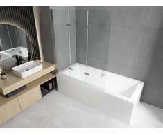 Vonia Mexen Cube su apdaila ir stiklo sienele, 170x80 cm + 120 cm, baltas+III/fold/chrome