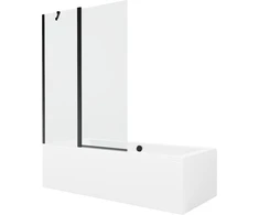 Vonia Mexen Cube su apdaila ir stiklo sienele, 170x80 cm + 120 cm, Baltas+Juodas/Transparent