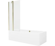 Vonia Mexen Cube su apdaila ir stiklo sienele, 180x80 cm + 80 cm, Baltas+Gold/Transparent