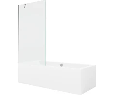 Vonia Mexen Cube su apdaila ir stiklo sienele, 170x80 cm + 90 cm, Baltas+Chrome/Transparent