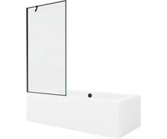 Vonia Mexen Cube su apdaila ir stiklo sienele, 170x80 cm + 90 cm, Baltas+Juodas frame
