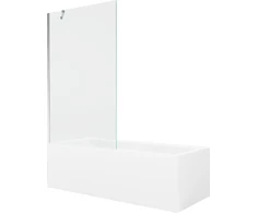 Vonia Mexen Cubik su apdaila ir stiklo sienele, 170x70 cm + 100 cm, Baltas+Chrome/Transparent