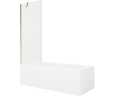 Vonia Mexen Cubik su apdaila ir stiklo sienele, 160x70 cm + 70 cm, Baltas+Gold/Transparent