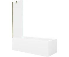 Vonia Mexen Cubik su apdaila ir stiklo sienele, 170x70 cm + 60 cm, Baltas+Gold/Transparent