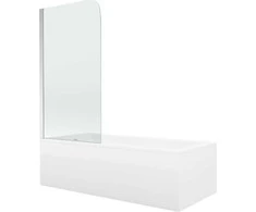 Vonia Mexen Cubik su apdaila ir stiklo sienele, 160x70 cm + 70 cm, baltas+I/swing/chrome