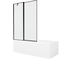 Vonia Mexen Cubik su apdaila ir stiklo sienele, 160x70 cm + 120 cm, Baltas+Juodas frame
