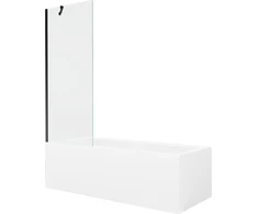 Vonia Mexen Cubik su apdaila ir stiklo sienele, 150x70 cm + 70 cm, Baltas+Juodas/Transparent