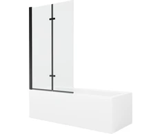 Vonia Mexen Cubik su apdaila ir stiklo sienele, 170x70 cm + 100 cm (II), Baltas+Juodas/Transparent