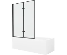 Vonia Mexen Cubik su apdaila ir stiklo sienele, 160x70 cm + 120 cm (II), Baltas+Juodas frame