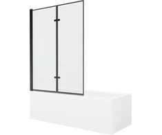 Vonia Mexen Cubik su apdaila ir stiklo sienele, 150x70 cm + 120 cm (II), Baltas+Juodas frame