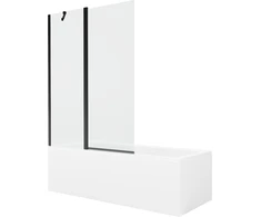 Vonia Mexen Cubik su apdaila ir stiklo sienele, 150x70 cm + 120 cm, Baltas+Juodas/Transparent
