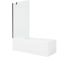 Vonia Mexen Cubik su apdaila ir stiklo sienele, 170x70 cm + 90 cm, Baltas+Juodas/Transparent