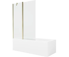 Vonia Mexen Cubik su apdaila ir stiklo sienele, 160x70 cm + 120 cm, Baltas+Gold/Transparent