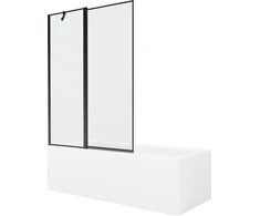 Vonia Mexen Cubik su apdaila ir stiklo sienele, 170x70 cm + 120 cm, Baltas+Juodas frame