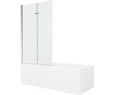 Vonia Mexen Cubik su apdaila ir stiklo sienele, 160x70 cm + 100 cm (II), Baltas+Chrome/Transparent