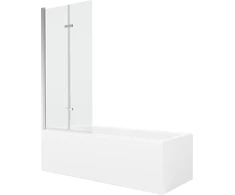 Vonia Mexen Cubik su apdaila ir stiklo sienele, 160x70 cm + 80 cm (II), Baltas+Chrome/Transparent