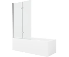 Vonia Mexen Cubik su apdaila ir stiklo sienele, 170x70 cm + 100 cm (II), Baltas+Chrome/Transparent