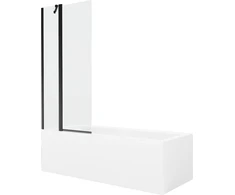 Vonia Mexen Cubik su apdaila ir stiklo sienele, 170x70 cm + 80 cm, Baltas+Juodas/Transparent