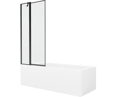 Vonia Mexen Cubik su apdaila ir stiklo sienele, 150x70 cm + 80 cm, Baltas+Juodas frame