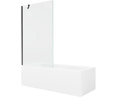 Vonia Mexen Cubik su apdaila ir stiklo sienele, 160x70 cm + 100 cm, Baltas+Juodas/Transparent