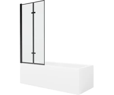 Vonia Mexen Cubik su apdaila ir stiklo sienele, 160x70 cm + 80 cm (II), Baltas+Juodas frame