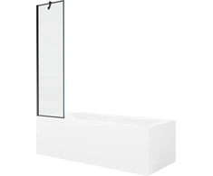 Vonia Mexen Cubik su apdaila ir stiklo sienele, 170x70 cm + 50 cm, Baltas+Juodas frame