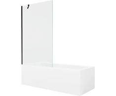 Vonia Mexen Cubik su apdaila ir stiklo sienele, 170x70 cm + 100 cm, Baltas+Juodas/Transparent