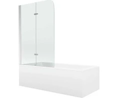 Vonia Mexen Cubik su apdaila ir stiklo sienele, 160x70 cm + 100 cm, baltas+II/juodas
