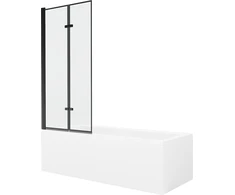 Vonia Mexen Cubik su apdaila ir stiklo sienele, 170x70 cm + 80 cm (II), Baltas+Juodas frame