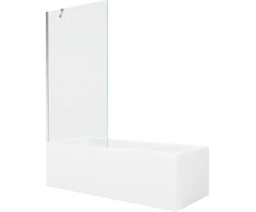 Vonia Mexen Cubik su apdaila ir stiklo sienele, 160x70 cm + 90 cm, Baltas+Chrome/Transparent