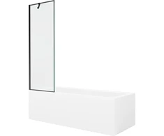 Vonia Mexen Cubik su apdaila ir stiklo sienele, 160x70 cm + 60 cm, Baltas+Juodas frame