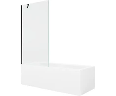 Vonia Mexen Cubik su apdaila ir stiklo sienele, 150x70 cm + 90 cm, Baltas+Juodas/Transparent