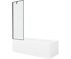 Vonia Mexen Cubik su apdaila ir stiklo sienele, 150x70 cm + 60 cm, Baltas+Juodas frame