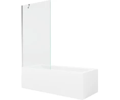 Vonia Mexen Cubik su apdaila ir stiklo sienele, 170x70 cm + 90 cm, Baltas+Chrome/Transparent