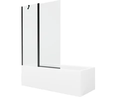 Vonia Mexen Cubik su apdaila ir stiklo sienele, 170x70 cm + 120 cm, Baltas+Juodas/Transparent