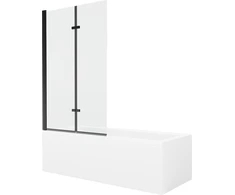 Vonia Mexen Cubik su apdaila ir stiklo sienele, 160x70 cm + 100 cm (II), Baltas+Juodas/Transparent