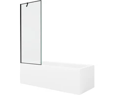 Vonia Mexen Cubik su apdaila ir stiklo sienele, 170x70 cm + 70 cm, Baltas+Juodas frame