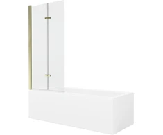 Vonia Mexen Cubik su apdaila ir stiklo sienele, 170x70 cm + 80 cm (II), Baltas+Gold/Transparent