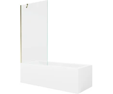 Vonia Mexen Cubik su apdaila ir stiklo sienele, 170x70 cm + 90 cm, Baltas+Gold/Transparent