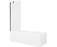 Vonia Mexen Cubik su apdaila ir stiklo sienele, 170x70 cm + 70 cm, Baltas+Juodas/Transparent