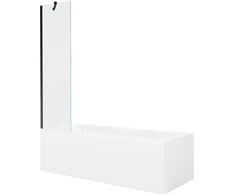 Vonia Mexen Cubik su apdaila ir stiklo sienele, 150x70 cm + 50 cm, Baltas+Juodas/Transparent