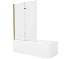 Vonia Mexen Cubik su apdaila ir stiklo sienele, 150x70 cm + 120 cm (II), Baltas+Gold/Transparent